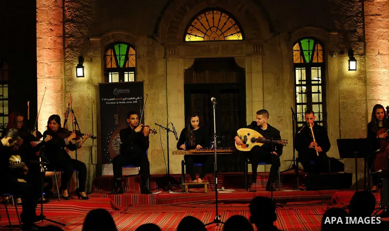 Band of Bethlehem for Arab Music take part in a festival of Arab music 2015, in Jerusalem, on May 1, 2015. Photo by Saeb Awad