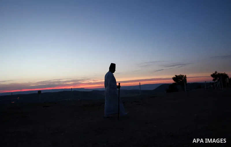 Members of the Samaritan sect take part in a traditional pilgrimage marking the holiday of Passover atop Mount Gerizim near the West Bank city of Nablus, on May 9, 2015. Samaritans have been present on the Land of Israel...