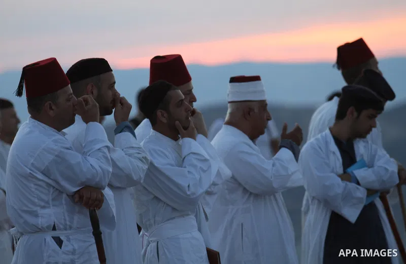 Members of the Samaritan sect take part in a traditional pilgrimage marking the holiday of Passover atop Mount Gerizim near the West Bank city of Nablus, on May 9, 2015. Samaritans have been present on the Land of Israel...