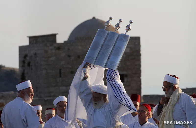 Members of the Samaritan sect take part in a traditional pilgrimage marking the holiday of Passover atop Mount Gerizim near the West Bank city of Nablus, on May 9, 2015. Samaritans have been present on the Land of Israel...