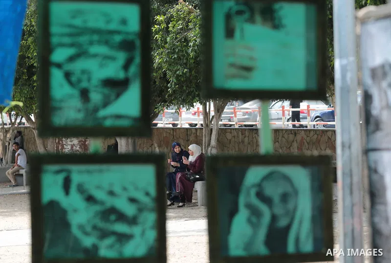 Palestinians take part in a photo exhibition ahead of the commemorations of the 67th anniversary of the ''Nakba'', in Gaza city on May 12, 2015. ''Nakba'' means in Arabic ''catastrophe'' in reference to the birth of the...