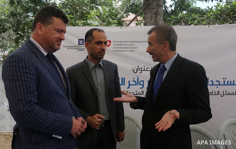 UNDP’s Special Representative of the Administrator, Frode Mauring. speaks during a press conference, in Gaza city on May 12, 2015. Photo by Yasser Qudih