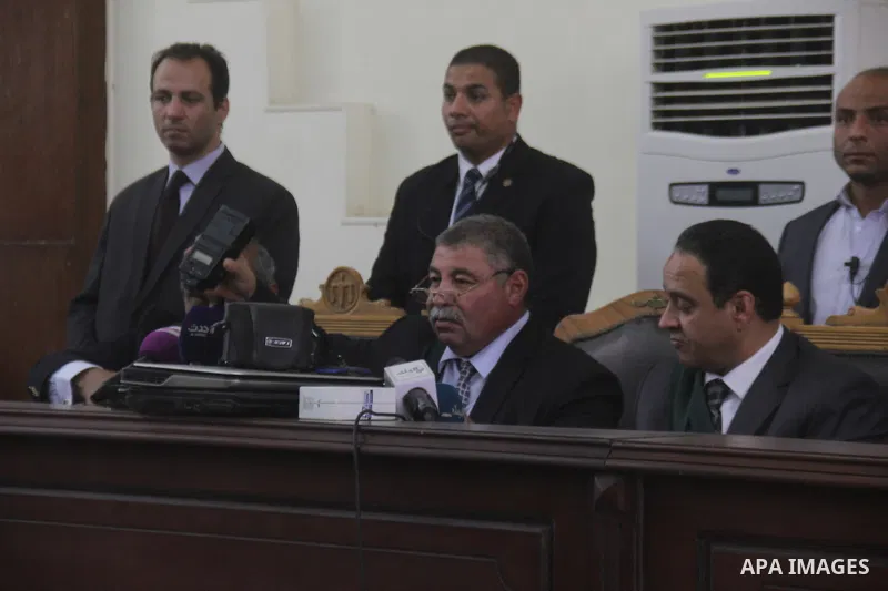 The Judge speaks during the trial of Ansar Bait Al-Maqdis group, in a court in Cairo on May 19, 2015. Photo by Stringer