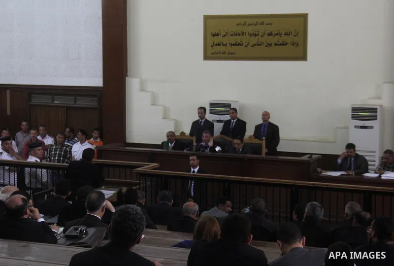 The Judge speaks during the trial of Ansar Bait Al-Maqdis group, in a court in Cairo on May 19, 2015. Photo by Stringer