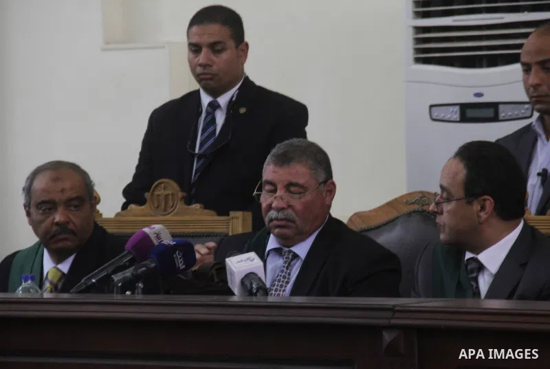 The Judge speaks during the trial of Ansar Bait Al-Maqdis group, in a court in Cairo on May 19, 2015. Photo by Stringer