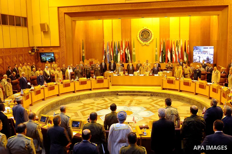 A general view of a meeting in the Arab League's headquarters in the Egyptian capital, Cairo, on May 23, 2015, where Arab army chiefs met to discuss the details of building a region-wide joint Arab military force to comb...