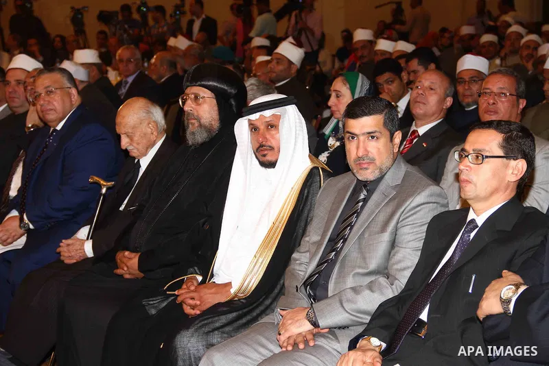 Religious scholars attend a conference held by the Awqaf (Religious Affairs) Ministry headquarters in Cairo, May 25, 2015, to discuss the renewal of religious discourse, a proposal by President Abdel Fattah al-Sisi in ho...