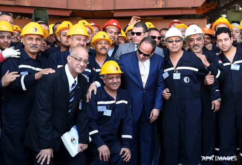A handout picture provided by the Office of the Egyptian Presidency shows Egyptian President, Abdel Fattah al-Sisi attends the opening ceremony of Alexandria arsenal in Alexandria, Egypt on May 30, 2015. Photo by Egyptia...