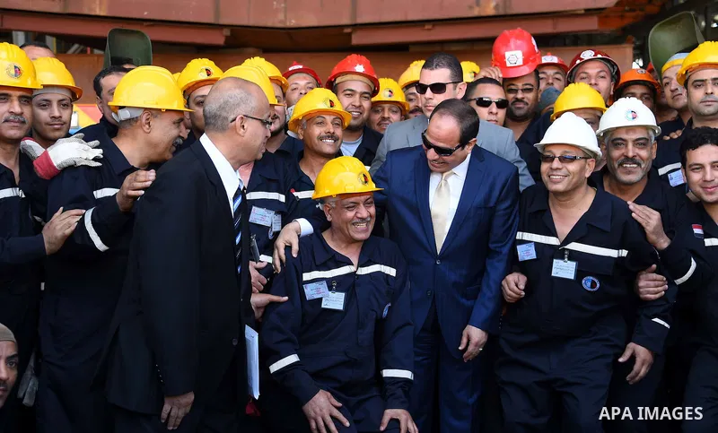 A handout picture provided by the Office of the Egyptian Presidency shows Egyptian President, Abdel Fattah al-Sisi attends the opening ceremony of Alexandria arsenal in Alexandria, Egypt on May 30, 2015. Photo by Egyptia...
