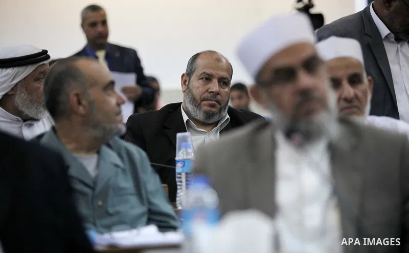 Members of the Palestinian legislative council from Hamas movement attend a meeting at the legislative council in Gaza city on June 03, 2015. Photo by Ashraf Amra