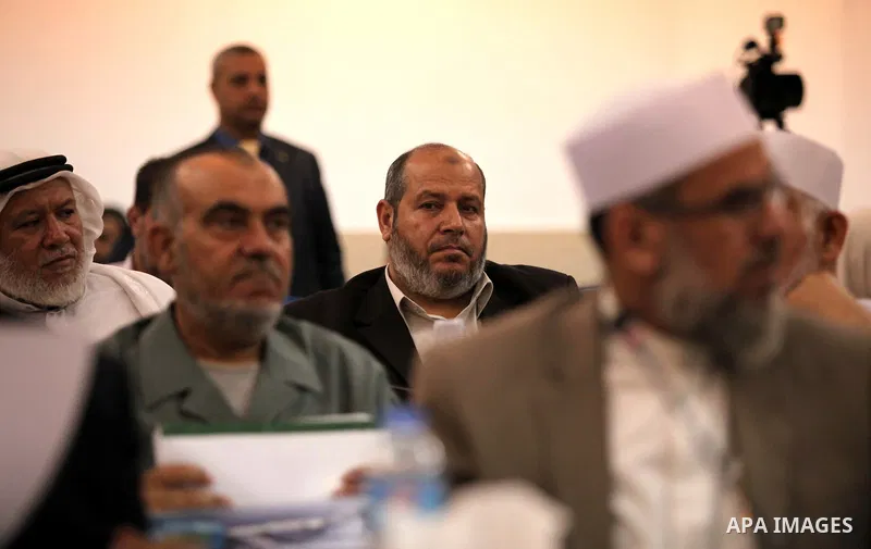 Members of the Palestinian legislative council from Hamas movement attend a meeting at the legislative council in Gaza city on June 03, 2015. Photo by Ashraf Amra