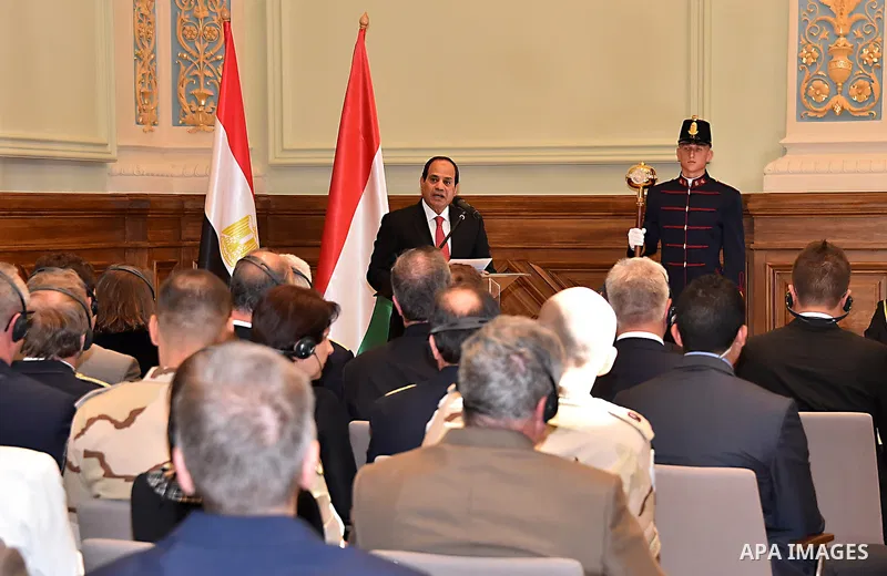 Egyptian President Abdel Fattah al-Sisi arrives at Budapest, Hungary, 05 June 2015. Al-Sisi is on a two-day visit in Hungary. Photo by Egyptian Presidency