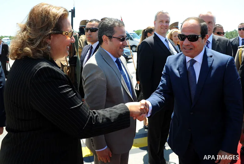 Egyptian President Abdel Fattah al-Sisi leaves Hungary after a visit for two day in Budapest on June 6, 2015. Photo by Egyptian Presidency