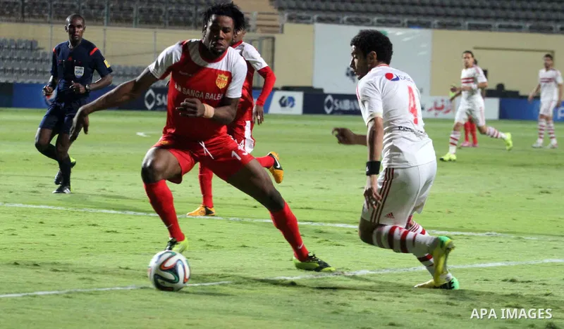 Players of al-Zamalek club vs players of Sanga club, at Petrosport Stadium, in Cairo, June 7, 2015. Photo by Amr Sayed
