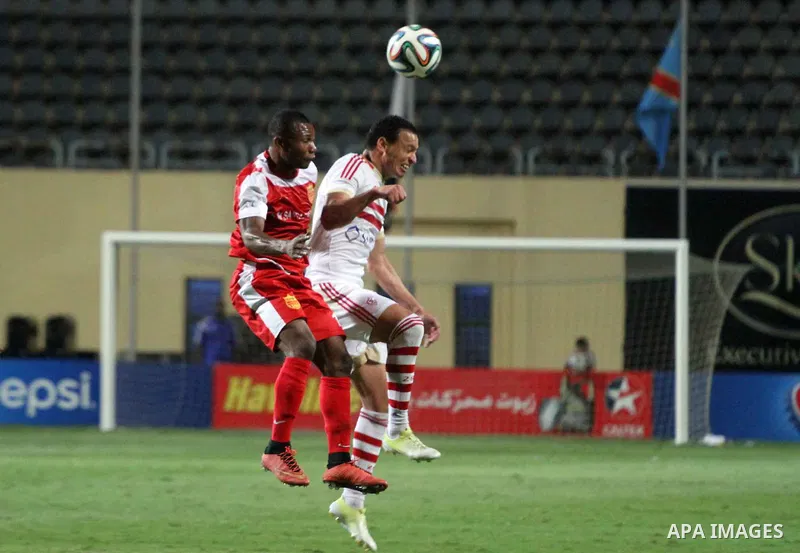 Players of al-Zamalek club vs players of Sanga club, at Petrosport Stadium, in Cairo, June 7, 2015. Photo by Amr Sayed