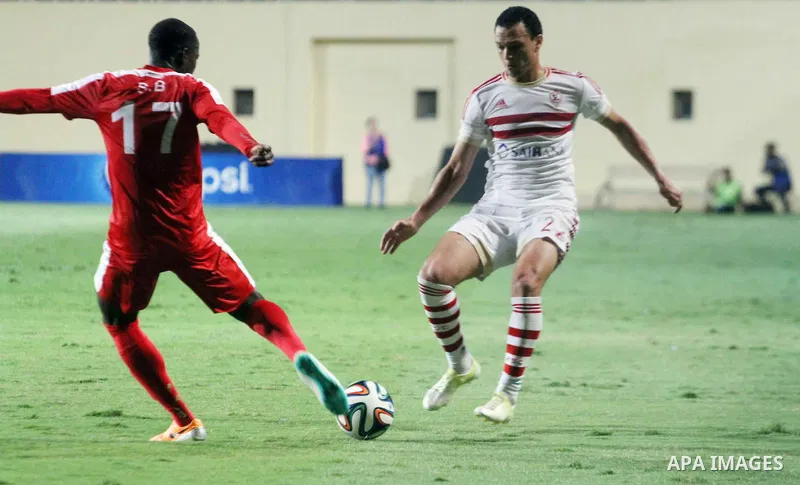 Players of al-Zamalek club vs players of Sanga club, at Petrosport Stadium, in Cairo, June 7, 2015. Photo by Amr Sayed