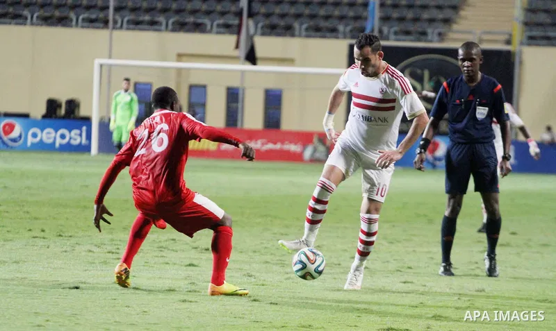 Players of al-Zamalek club vs players of Sanga club, at Petrosport Stadium, in Cairo, June 7, 2015. Photo by Amr Sayed