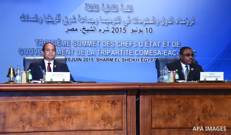 Egypt's President Abdel Fattah al-Sisi attends the African summit meeting in the Egyptian resort of Sharm el-Sheikh, on June 10, 2015. Senior African officials were negotiating a trade deal in Egypt to create a common ma...