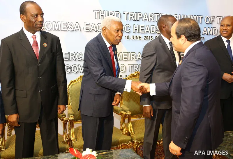 Egypt's President Abdel Fattah al-Sisi attends the African summit meeting in the Egyptian resort of Sharm el-Sheikh, on June 10, 2015. Senior African officials were negotiating a trade deal in Egypt to create a common ma...