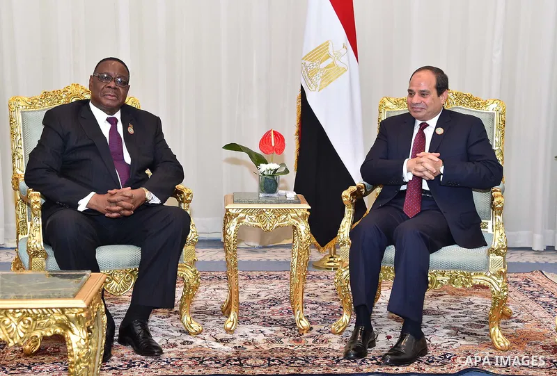 Egyptian President Abdel Fattah al-Sisi meets with Malawi President Arthur Peter Mutharika during the closing session of the Common Market for Eastern and Southern Africa (COMESA) summit in the Egyptian resort of Sharm e...
