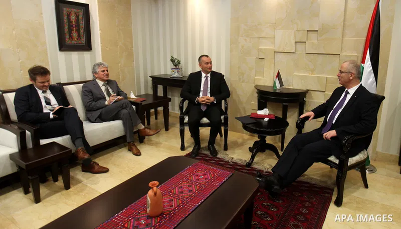 Palestinian Prime Minister Rami Hamdallah meets with Nikolay Mladenov, United Nations Special Coordinator for the Middle East Peace Process, in the West Bank city Ramallah on June 28, 2015. Photo by Prime Minister Office