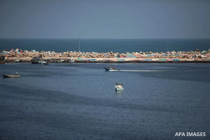 Boats are seen anchored at the Gaza seaport, on June 29, 2015. Israel's navy intercepted a vessel attempting to breach a naval blockade of Gaza early Monday and was redirecting it to an Israeli port, the military and the...