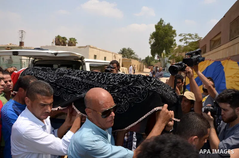 Actors and cinema workers attend the funeral of Egyptian actor Omar Sharif in Cairo, Egypt, 12 July 2015. According to the Egyptian actor's agent, Omar Sharif died at the age of 83 of a heart attack at a hospital in Cair...