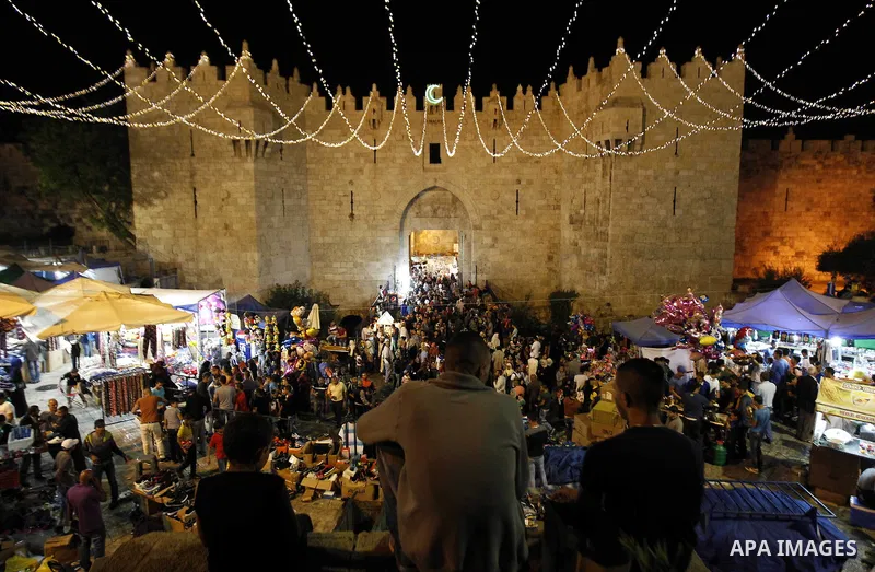 The Damascus Gate is seen during the holy fasting month of Ramadan at al-Aqsa mosque, Islam's third holiest site, in Jerusalem's Old City on July 12. 2015. Muslims around the world refrain from eating, drinking and sexua...