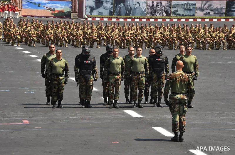 Soldiers perform during a graduation ceremony of the Navy and Air Force academies in Cairo, Egypt July 22, 2015. Photo by Egyptian Presidency