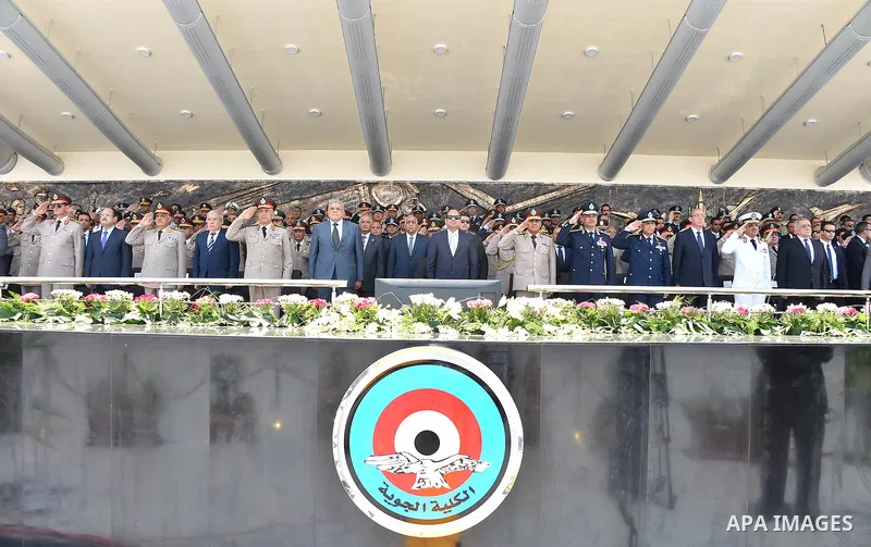 Egyptian President Abdel Fattah al-Sisi attends a graduation ceremony of the Air Force academy in Cairo, Egypt July 27, 2015. Photo by Egyptian President Office