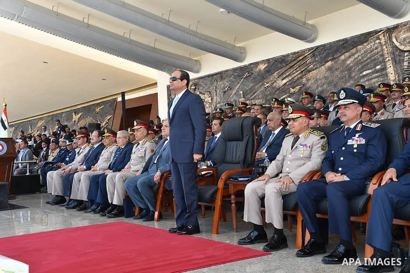 Egyptian President Abdel Fattah al-Sisi attends a graduation ceremony of the Air Force academy in Cairo, Egypt July 27, 2015. Photo by Egyptian President Office