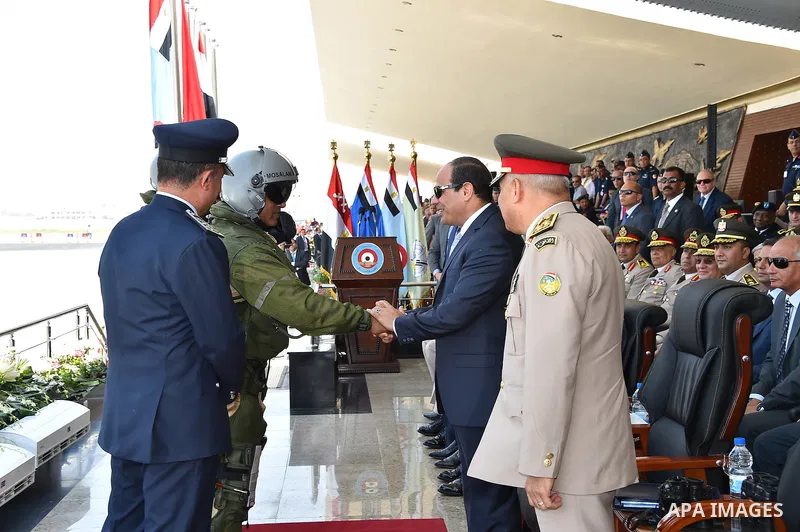 Egyptian President Abdel Fattah al-Sisi attends a graduation ceremony of the Air Force academy in Cairo, Egypt July 27, 2015. Photo by Egyptian President Office