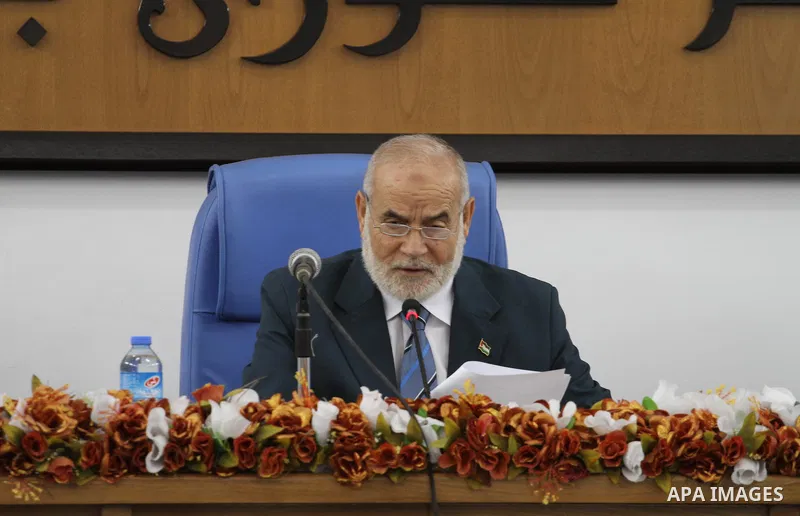 Deputy of the Legislative Council, Ahmed Bahar, speaks during a meeting with members of the Legislative Council from Hamas movement in Gaza city on July 29, 2015. Photo by Mohammed Asad