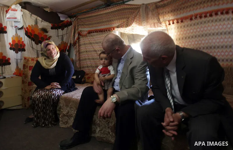 Palestinian prime minister Rami Hamadallah visits the village of Susia outside the West Bank village of Yatta, on June 29, 2015. Photo by Prime Minister Office