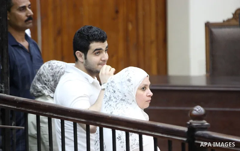 Members of Egyptian 'Ultras of Raba'wi' attend their trial in a court in Cairo on July 29, 2015. Photo by Amr Sayed