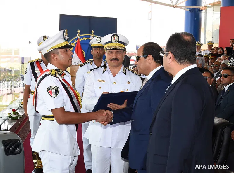 Egyptian President Abdel Fattah al-Sisi attends a graduation ceremony of the police officers academy in Cairo, Egypt July 29, 2015. Photo by Egyptian President Office