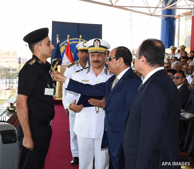 Egyptian President Abdel Fattah al-Sisi attends a graduation ceremony of the police officers academy in Cairo, Egypt July 29, 2015. Photo by Egyptian President Office