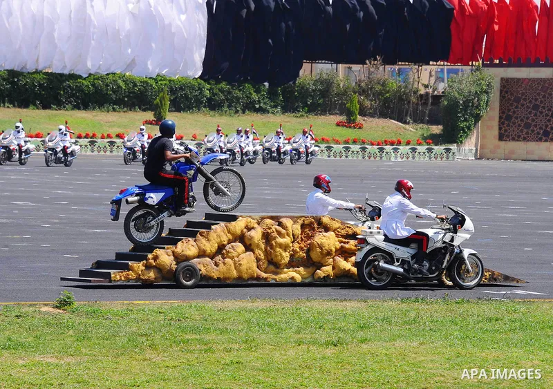 Egyptian police officers demonstrate their skills during at the police academy in Cairo, Egypt July 29, 2015. Photo by Egyptian President Office