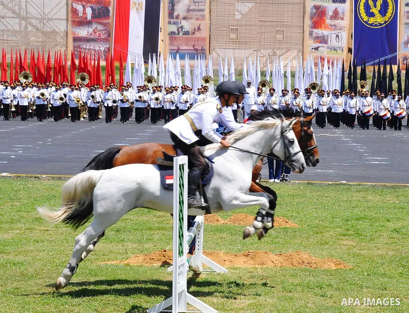 Egyptian police officers demonstrate their skills during at the police academy in Cairo, Egypt July 29, 2015. Photo by Egyptian President Office