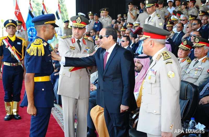 Egyptian President Abdel Fattah al-Sisi attends a military academy graduation ceremony in the capital, Cairo, on Jly 30, 2015. Photo by Egyptian President Office