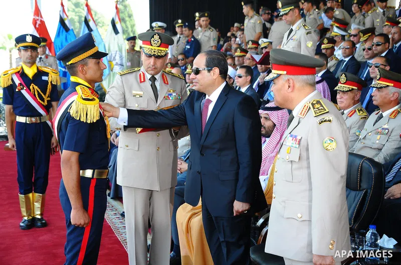 Egyptian President Abdel Fattah al-Sisi attends a military academy graduation ceremony in the capital, Cairo, on Jly 30, 2015. Photo by Egyptian President Office