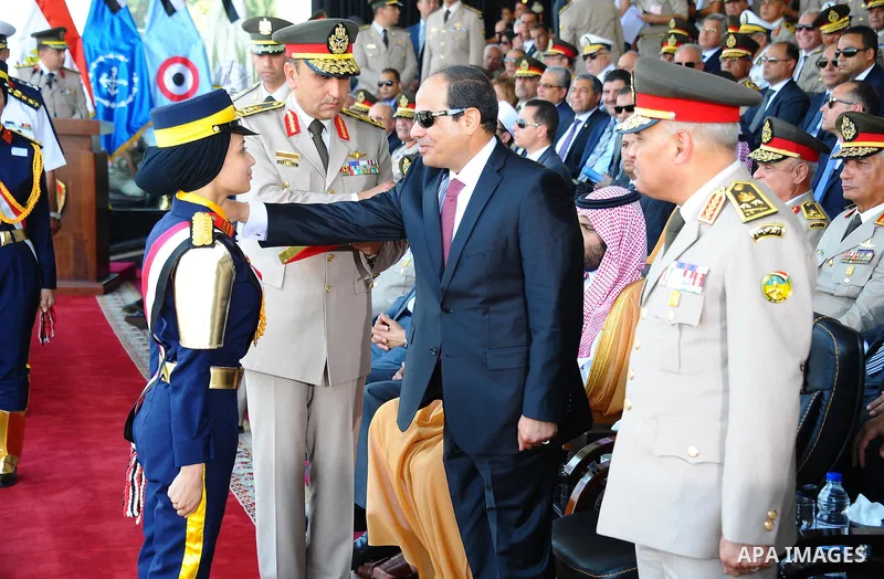 Egyptian President Abdel Fattah al-Sisi attends a military academy graduation ceremony in the capital, Cairo, on Jly 30, 2015. Photo by Egyptian President Office