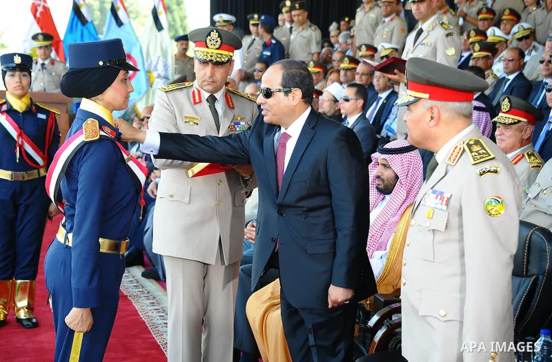 Egyptian President Abdel Fattah al-Sisi attends a military academy graduation ceremony in the capital, Cairo, on Jly 30, 2015. Photo by Egyptian President Office