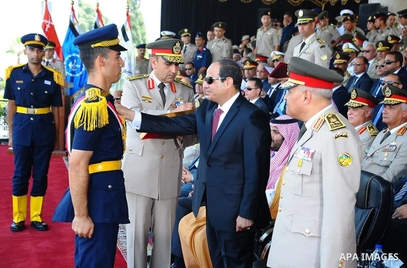 Egyptian President Abdel Fattah al-Sisi attends a military academy graduation ceremony in the capital, Cairo, on Jly 30, 2015. Photo by Egyptian President Office