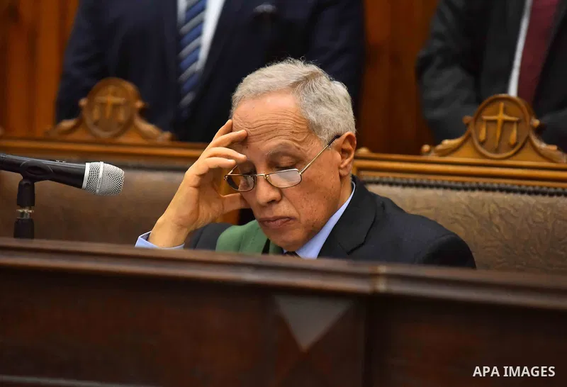 Egyptian Judge attends the trial of defendants in Boulaq riots case at a court in Cairo on August 01, 2015. Cairo Criminal Court delayed the trial of 379 Muslim Brotherhood (MB) members over charges of illegal possession...