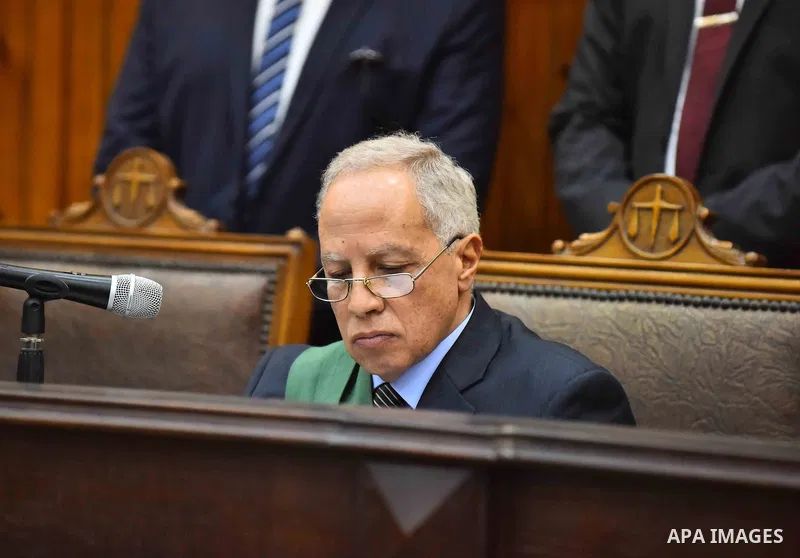 Egyptian Judge attends the trial of defendants in Boulaq riots case at a court in Cairo on August 01, 2015. Cairo Criminal Court delayed the trial of 379 Muslim Brotherhood (MB) members over charges of illegal possession...