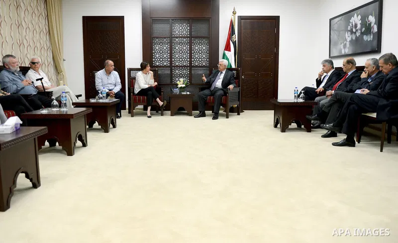 Palestinian President, Mahmoud Abbas (Abu Mazen) meets with Meretz party in the West Bank city of in Ramallah August 2, 2015. Photo by Osama Falah