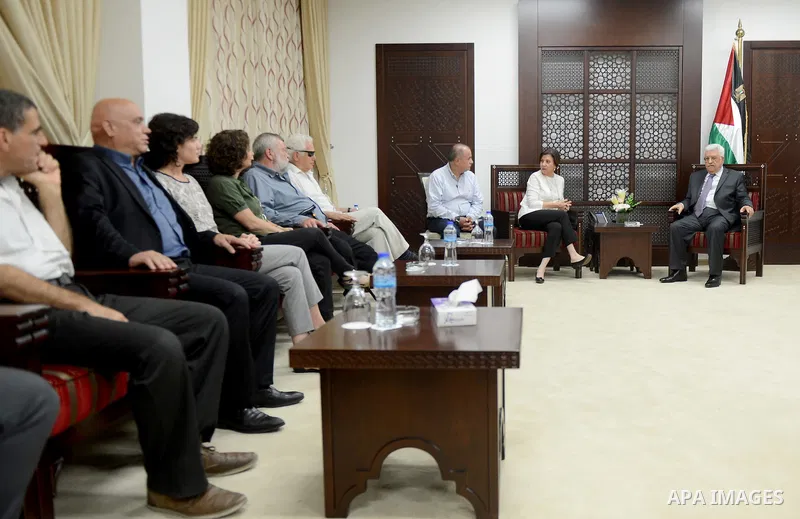 Palestinian President, Mahmoud Abbas (Abu Mazen) meets with Meretz party in the West Bank city of in Ramallah August 2, 2015. Photo by Osama Falah