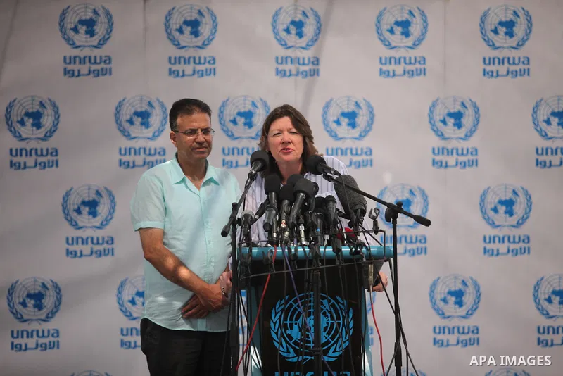 UNRWA Deputy Commissioner-General Sandra Mitchell, speaks during a press conference, in Gaza city on August 3, 2015. The United Nations Relief and Works Agency for Palestinians in the Near East (UNRWA) held an emergency...