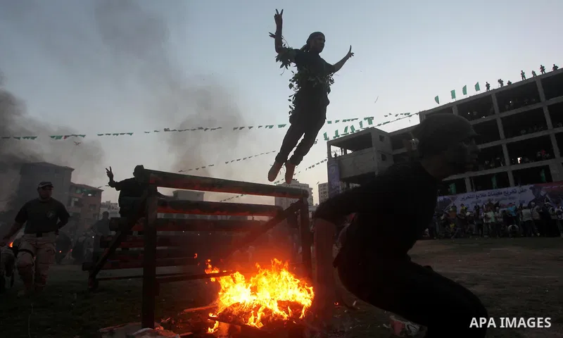 Palestinian youths demonstrate their skills during graduation ceremony of a military-style camp organized by the Hamas movement in Gaza City on August 5, 2015. Hamas's armed wing organized ''Liberation Youths Camps'' for...
